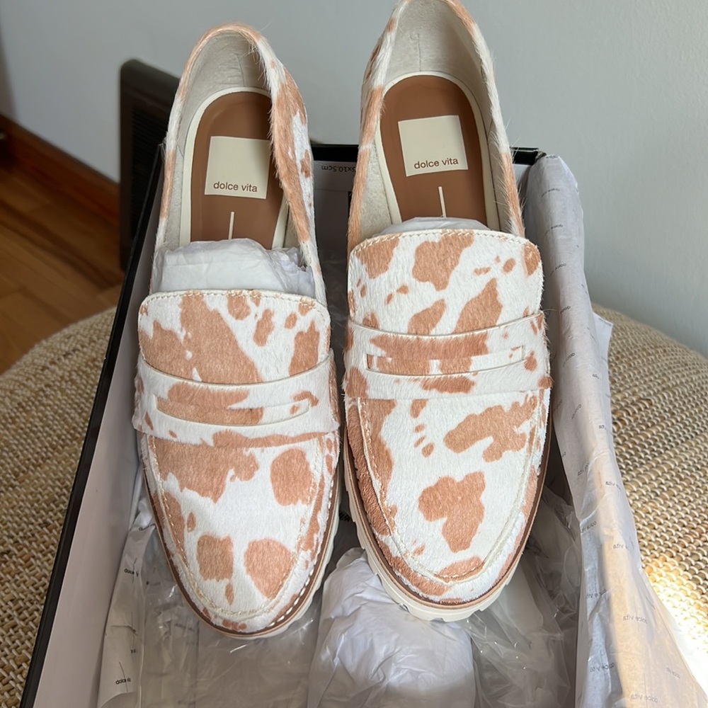 Dolce Vita Aubree Calf Hair Loafers Size 8W